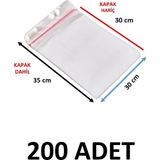 Yakutsan 200 Adet Şeffaf Yapışkanlı Delikli Poşet - Opp Kendinden Yapışkanlı Parlak Poşet Delikli 30X35 cm