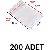 Yakutsan 200 Adet Şeffaf Yapışkanlı Delikli Poşet - Opp Kendinden Yapışkanlı Parlak Poşet Delikli 30X45 cm