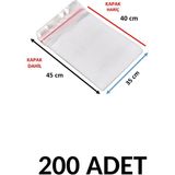 Yakutsan 200 Adet Şeffaf Yapışkanlı Delikli Poşet - Opp Kendinden Yapışkanlı Parlak Poşet Delikli 35X45 cm