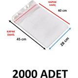 Yakutsan 2000 Adet Şeffaf Yapışkanlı Delikli Poşet - Opp Kendinden Yapışkanlı Parlak Poşet Delikli 28X45 cm