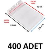 Yakutsan 400 Adet Şeffaf Yapışkanlı Delikli Poşet - Opp Kendinden Yapışkanlı Parlak Poşet Delikli 28X45 cm