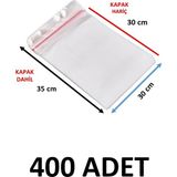 Yakutsan 400 Adet Şeffaf Yapışkanlı Delikli Poşet - Opp Kendinden Yapışkanlı Parlak Poşet Delikli 30X35 cm