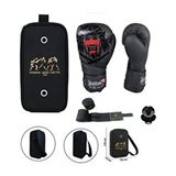 Yakuza Kick Boks Eldiveni Boks Eldiveni Muay Thai Eldiveni 3'lü Set ve Eldiven Taşıma Çantalı - Siyah - 14 oz