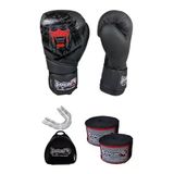 Yakuza Kick Boks Eldiveni Şeffaf Dişlik Ve 3 5 Metre Elastik Bandaj 3'Lü Set Siyah 12 Oz