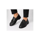 YALÇIN Erkek Siyah Püsküllü Loafer Ayakkabı Klasik Günlük Rahat Bağcıksız Mokasen Casual