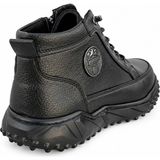 Yalçın Erkek Siyah Suni Deri Kışlık Bot – Lastik Bağcıklı Yan Fermuarlı Outdoor Trekking Bot