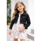 Yalçınoğlu Kids Kız Çocuk Cropped Denim Ceket (1 BEDEN BÜYÜK ALINIZ)Mini Cool Stil: Kız Çocuk Siyah Denim