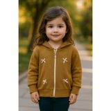 Yalçınoğlu Kids Kız Çocuk Kapüşonlu Fermuarlı Sweatshirt I Fiyonklu Detaylı Yumaşacık I Okul, Kreş I