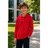 Yalçınoğlu Premium Okul Polo Yaka %100 Pamuk Erkek Çocuk Okul Tişörtü Uzun Kol Penye 8-16 Yaş | Çocuk Okul Forması Polo Yaka Basic Tişört Unisex Uzun Kol Yumuşak Dokulu Nefes Alan Kumaş - 12 Yaş - Kırmızı