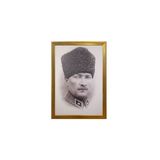 Yaldız Çerçeveli Atatürk Portresi- Altın Çerçeveli - Duvar Atatürk Tablosu 55X75CM - 55 x 75 cm