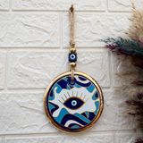 Yaldızlı Göz Desen Sütlü Boncuk Ipli 13x30 Cm Cam Nazar Boncuk, Duvar Süsü
