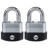 Yale 2 Paket 2-3/16 inç Genişliğinde Lamine Asma Kilit 1-3/16 inç Kelepçe ve Dış Mekan Kapısı, Çit, Depolama için 3 Anahtarlı Benzer Anahtar