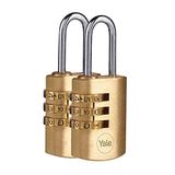 Yale Y150B/22/120/2 22 mm Şifreli Çelik Halkalı Pirinç 2'li Set Asma Kilit