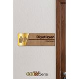 Yalıgraf Reklam Tabela GOLW Serisi - Gold Pleksi Detaylı Ahşap Ofis İsimliği Kapı Yönlendirme Tabelası - Diyetisyen