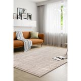 Yalın Modern Dokuma Halı Kaymaz Tabanlı Yıkanabilir Salon ve Oturma Odası Halısı 5577 Krem Bej