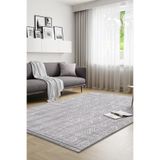 Yalın Modern Dokuma Halı Kaymaz Tabanlı Yıkanabilir Salon ve Oturma Odası Halısı 5577 Krem Gri