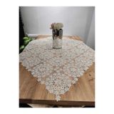 YALINSHOME EV tekstil LÜX tasarım fiskos masa örtüsü ekru dantel 95x95cm