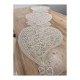 YALINSHOME KALP Runner lüx Masa örtüsü DANTEL gold simli bej (sütlü kahve) 138x41cm