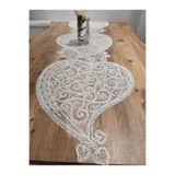 YALINSHOME KALP Runner lüx Masa örtüsü DANTEL gold simli ekru 138x41cm