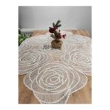 YALINSHOME lüx masa örtüsü ve fiskos dantel gold simli ekru 95x95cm
