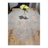 YALINSHOME Lüx Masa Örtüsü Ve Fiskos Dantel Gümüş Simli Gri 95x95cm
