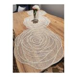 YALINSHOME Runner Lüx Masa Örtüsü Dantel Gold Simli Bej (SÜTLÜ KAHVE) 140x45cm