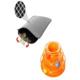 yalıpet 2 Li efsane Set Elekli Kedi Tuvalet Paspası (Gri) + 3 Katlı Kedi Oyuncağı