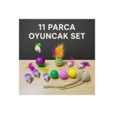 yalıpet Kedi Oyuncak Seti 11 Parça |Pompomtop |Tüylütop |3top |3 Peluş Fare |2 Sarma Top |Sarma iplitop