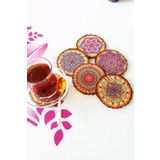 Yalova Shop Dekoratif Mandala Bardak Altligi 6 Li Set Sehpa Standi