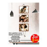 YALOVA SHOP İstediğiniz Resimleri Bastırabilirsiniz.Kişiselleştirilmiş 3 lü Jüt Halatlı Resim Çerçevesi
