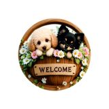 YALOVA SHOP UV Baskı Modern Tasarım Şık MDF Kapı Süsü Welcome Kapı Süsü Sevimli Köpüşler