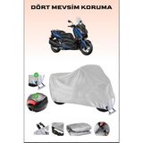 Yamaha X-Max 250 Abs Için Arka Çanta Ve Kilit Uyumlu Gri Motosiklet Branda, Güvenli - Gri, Arka Çanta ve Kilit Uyumlu