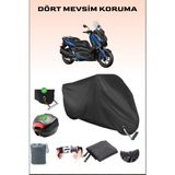 Yamaha X-Max 250 Abs Için Arka Çanta Ve Kilit Uyumlu Siyah Motosiklet Branda, Güvenli - Siyah, Arka Çanta ve Kilit Uyumlu