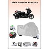 Yamaha X-Max 400 Iron Max Için Arka Çanta ve Kilit Uyumlu Gri Motosiklet Branda, Güvenli