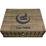 Yaman Hediyelik Kişiye Özel Ahşap Tesbih Koleksiyon Kutusu, Aksesuar Kutusu, Tesbihlik (30 Tesbihlik) - Desen-Bozkurt
