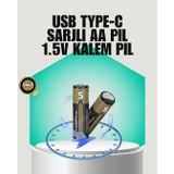YamanHobi 1.5V AA Şarjlı Lityum Pil | 1000+ Kez Şarj Edilebilir | Hızlı Type-C Şarj (2 Adet)