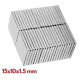 YamanHobi 10 Adet 15x10x1.5 mm Köşeli Neodyum Mıknatıs N35 Magnet Dayanıklı Nikel Kaplama