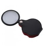 YamanHobi -5x-50mm-mini Büyüteç,cepte Taşınan,optik Lens Katlanabilir Deri Kaplama-xx1051
