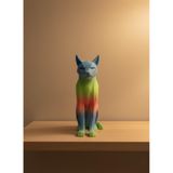 YamanHobi Açık Rainbow Kedi Biblo Modern Salon ve Raf Dekoru