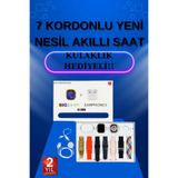 YamanHobi Akıllı Saat 7 Kordonlu Kulaklık Hediyeli Nabız Ölçer Uyku Takibi Sesli Görüşme -