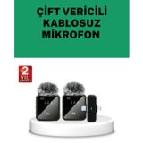 YamanHobi Canlı Yayın ve Video Çekimleri İçin Çiftli Kablosuz Yaka Mikrofon -