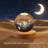 YamanHobi Dekoratif LED Kristal Küre Ahşap Altlıklı Şık Gece Lambası