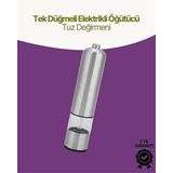 YamanHobi Elektrikli Baharat Öğütücü Pilli Paslanmaz Çelik Otomatik Tuz Karabiber Değirmeni