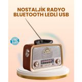 YamanHobi Eskitme Tasarımlı Ahşap Bluetooth Radyo LED Aydınlatmalı -
