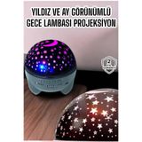 YamanHobi Gece Lambası Projeksiyon Görünümlü Şarjlı Yıldızlı Yuvarlak