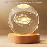 YamanHobi Gün Işığı LED’li 3D Kristal Galaksi Küre Ahşap Tabanlı Dekoratif Lamba