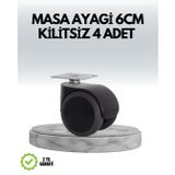 YamanHobi Halı ve Beton Uyumlu Kilitsiz Mobilya Tekerleği 4’lü