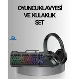 YamanHobi Işıklı Oyuncu Klavye Mouse ve Bluetooth Kulaklık Seti Türkçe Q USB -
