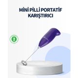 YamanHobi Mini Pilli Portatif Karıştırıcı – Cappuccino, Latte, Frappe ve Kahve Köpürtücü