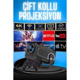 YamanHobi Projektör Siyah Android Taşınabilir Sinema Projeksiyon Wifi Destekli En Güncel Sürüm Akıllı